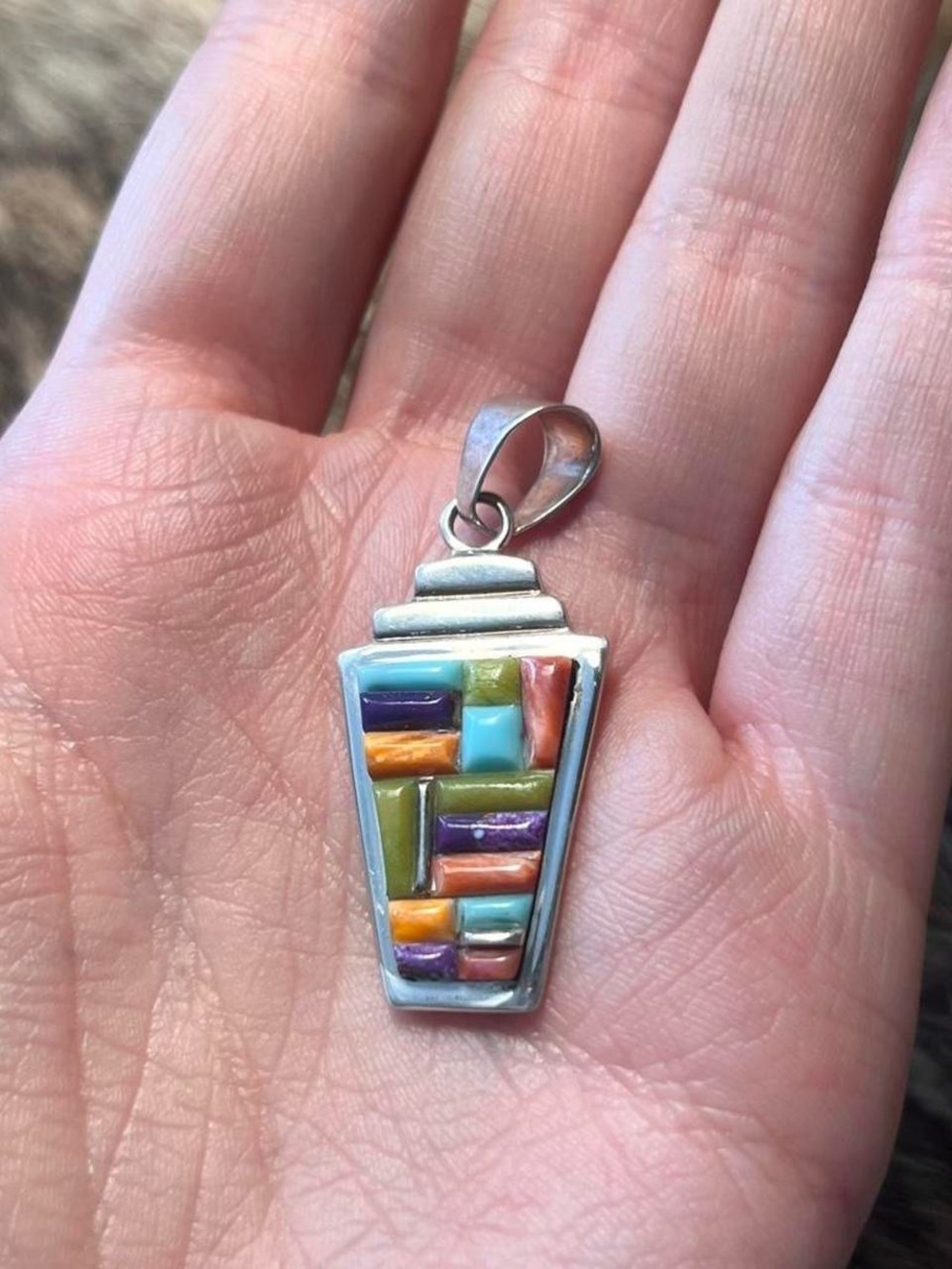 Sterling silver Native American STYLE stole inlay pendant